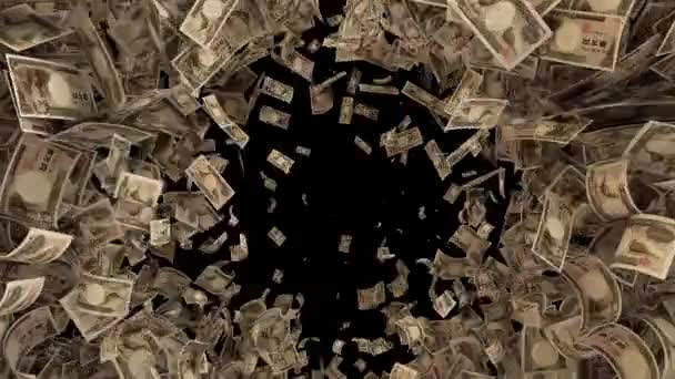 Δυναμική Ιαπωνική Yen Χρήματα Λογαριασμούς Μετάβαση Από Τις Άκρες Προς — Αρχείο Βίντεο