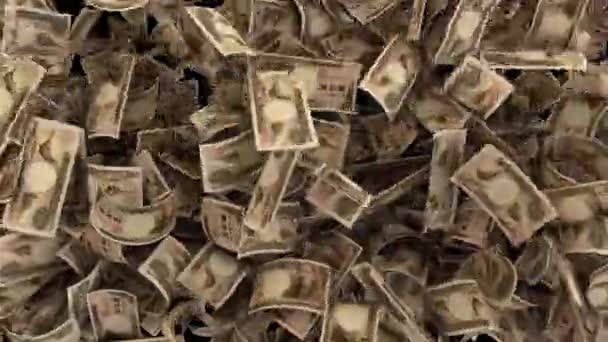 Dynamický Japonský Jenové Peníze Směnky Přechod Shora Než Explodující — Stock video