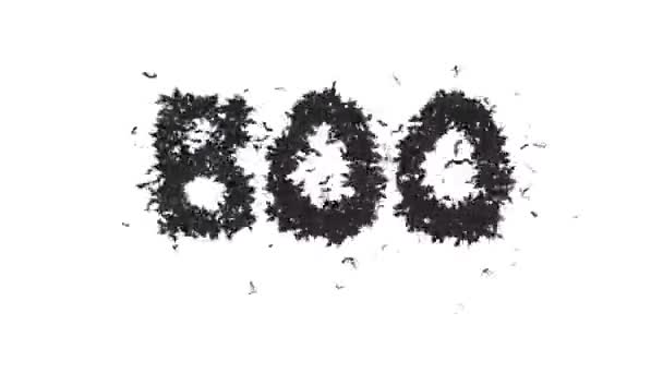 Animovaný Halloweenský Netopýr Písmo Text Formování Slovo Boo — Stock video