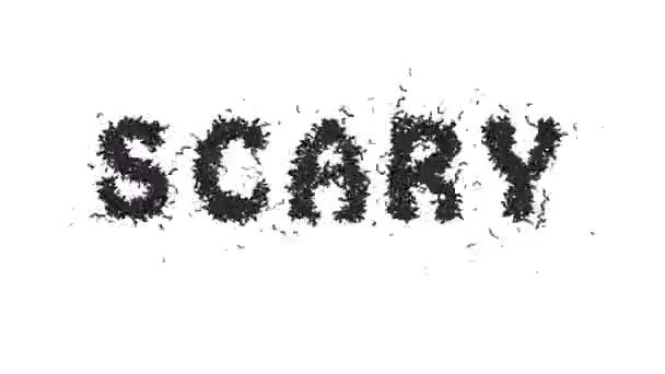 Animierte Halloween Fledermausschrift Text Der Das Wort Furchterregend Formt — Stockvideo
