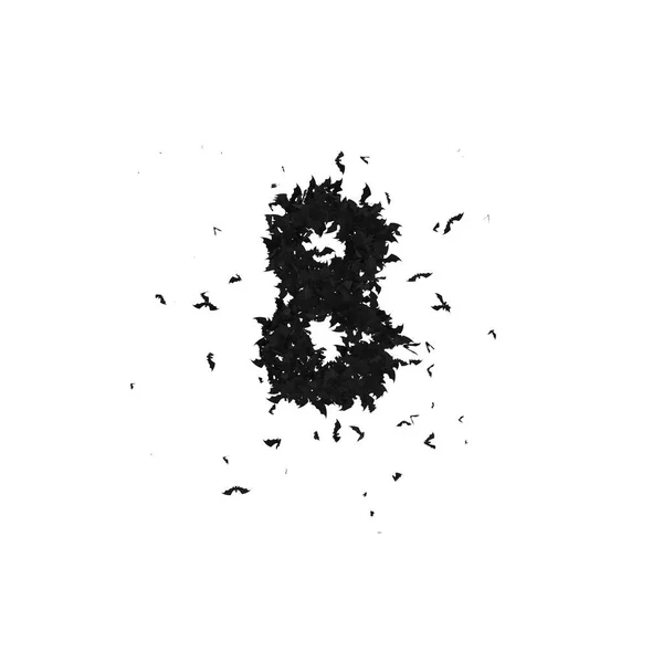 アルファとフライングバットのスタティックハロウィーンタイプフェイス8文字 — ストック写真