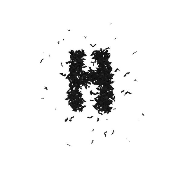 用阿尔法字母H的飞行蝙蝠构成的静态万圣节字体 — 图库照片