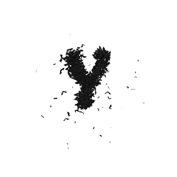 飞行蝙蝠构成的静态万圣节字体 字母Y为Alpha — 图库照片
