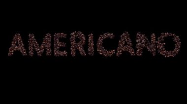 Kahve çekirdeğinden çıkan animasyon yazı karakteri Alfa Kanallı Metin Amerikano