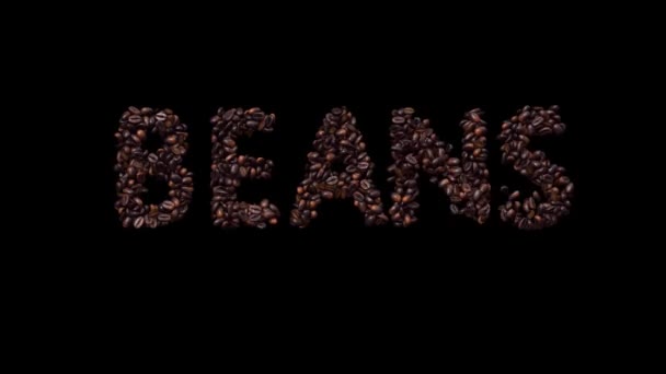 Animated Typeface Out Coffee Beans Szöveges Bab Alpha Channel — Stock videók