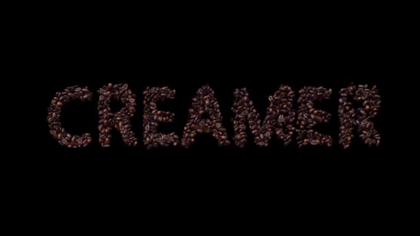 Animated Typeface Out Coffee Beans Szöveges Krém Alpha Channel — Stock videók