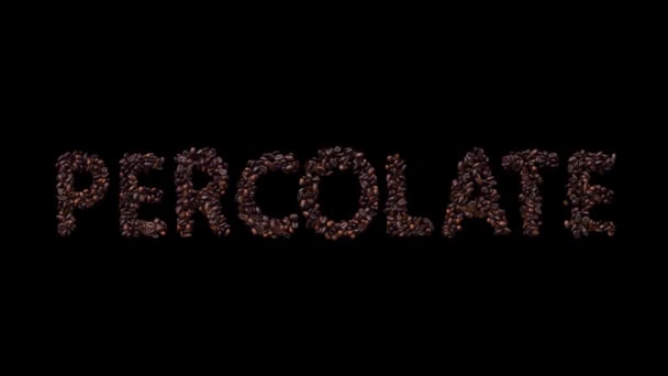 Animated Typeface Out Coffee Beans Szöveg Percolate Alpha Channel — Stock videók