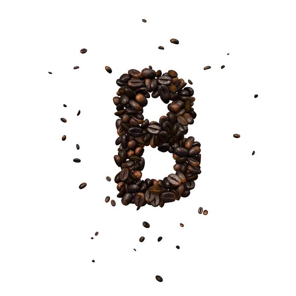 Kávé Szöveg Betűtípus Kávébab Izolálta Karakter — Stock Fotó
