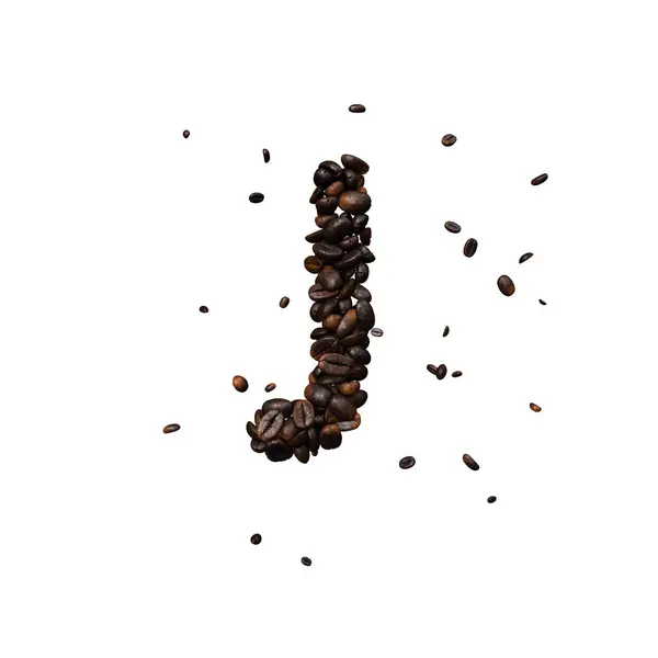 Kávé Szöveg Betűtípus Kávébab Izolálta Karaktert — Stock Fotó