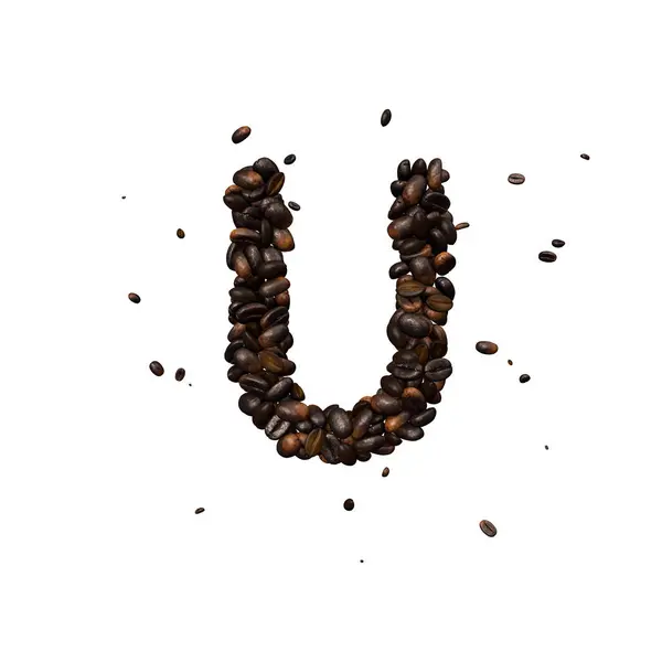 Kávé Szöveg Betűtípus Kávébab Izolálta Karakter — Stock Fotó