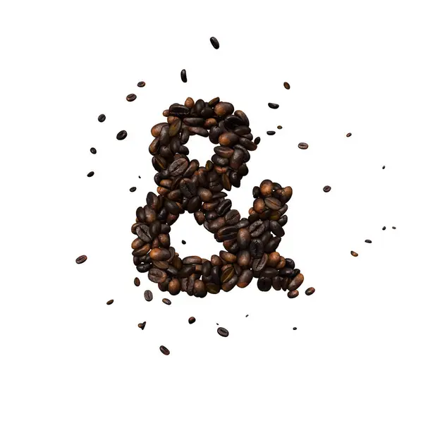 Coffee Text Typeface Out Coffee Beans Isolated Character Ampersand Stock Picture