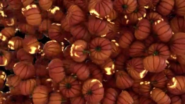 Halloween Abóbora Transições Lanternas Chicote Horizontal — Vídeo de Stock