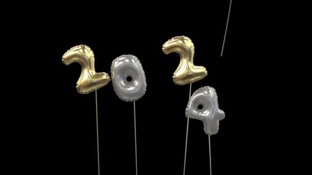 New Years Balloon 2023 Fly Away 2024 Remains Gold White — Stock Video