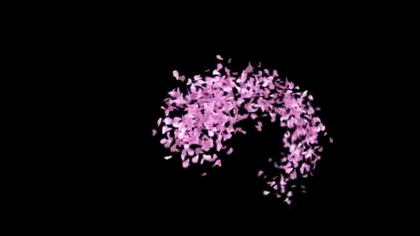 Primavera Sakura Pétalas Tipo Letra Com Canal Alfa Personagem — Vídeo de Stock