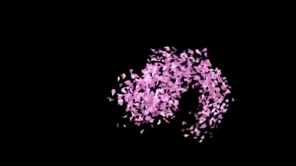 Primavera Sakura Pétalas Tipo Letra Com Canal Alfa Personagem — Vídeo de Stock