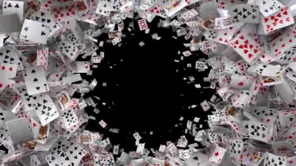 甲板动画扑克牌从边缘开始的转换从边缘消失 — 图库视频影像