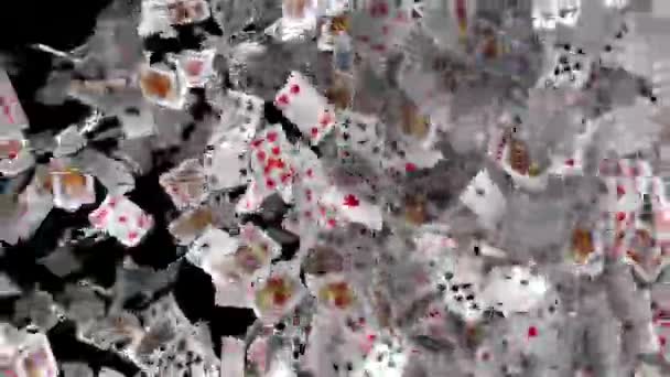 Динамическая Колода Анимированных Покер Карты Переход Стороны Сторону Горизонтальной Салфетки — стоковое видео