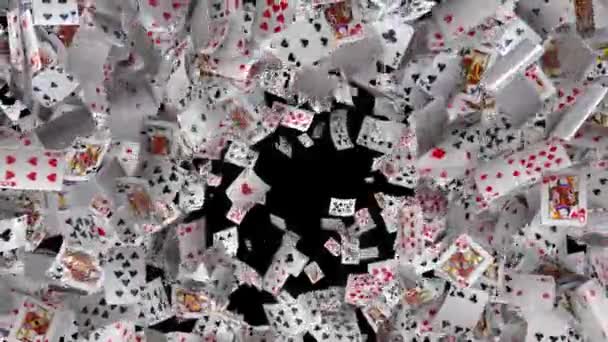 Dynamic Deck Animated Poker Card Transitions Edges Blown Away Side — Stock Video