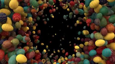 Çoklu renkli paskalya yumurtası kenarlardan kenarlara alfa kanalı ile geçişi canlandırıyor..