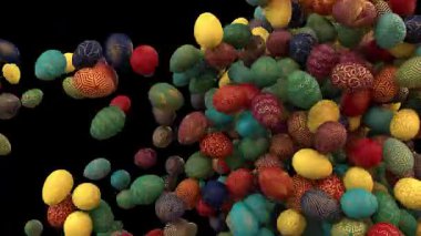 Çoklu renkli paskalya yumurtası farklı alfa kanallarıyla bir uçtan diğer uca geçişi canlandırıyor.