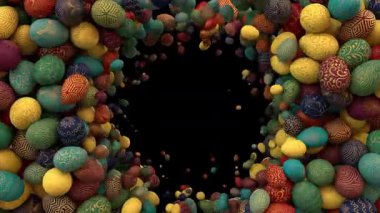 Çoklu renkli paskalya yumurtası kenarlardan kenarlara farklı alfa kanallarıyla geçiş..