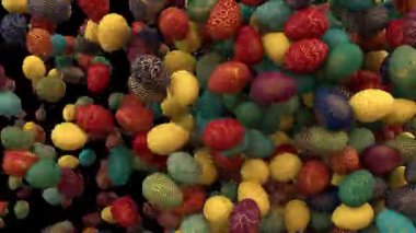 Çok renkli paskalya yumurtası. Farklı alfa kanallı yatay silme işlemi.