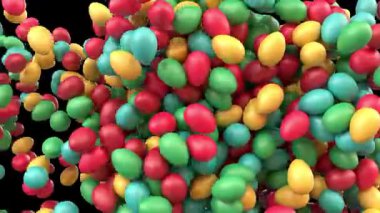 Parlak Renkli Paskalya Yumurtası Canlandırılmış Görüntü Geçişi Alfa Kanalı ile Patlamaktansa 