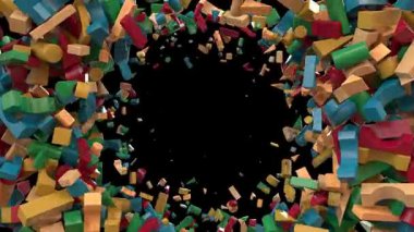 Renkli Animasyon Ahşap Bina Blokları Dinamik Ekran Geçişleri 6 Yan taraftan dışarı