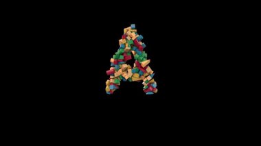 Canlandırılmış Dinamik Renkli Tahta Bina Bloğu Harf A