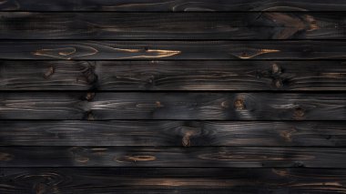 Close-up of charred wood planks with a dark, textured surface, featuring natural grain patterns and occasional glowing amber highlights. clipart