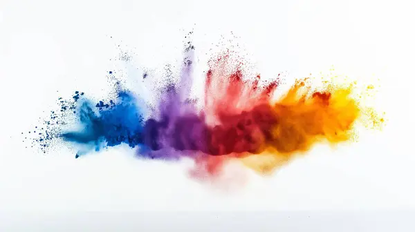 stock image Vibrant clouds of color explode across a white backdrop, creating a dynamic and energetic visual.