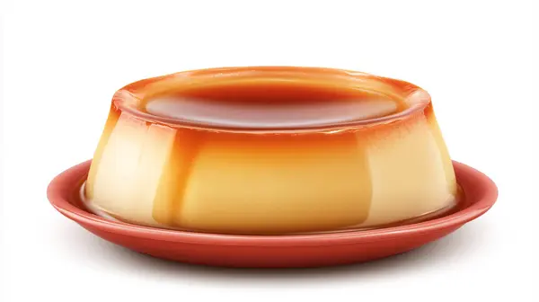 stock image Golden caramel flan served on a plate, highlighting its smooth texture and rich color.