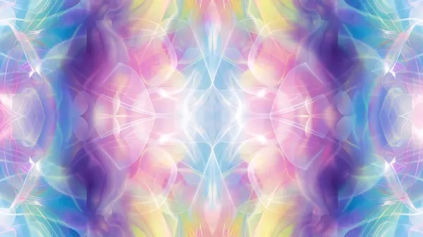 stock image Vibrant abstract pattern with kaleidoscopic symmetry, using a rainbow palette to create an energetic and visually dynamic design.