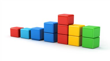 Colorful building blocks stacked in a pyramid shape on a white background, symbolizing growth and development. clipart