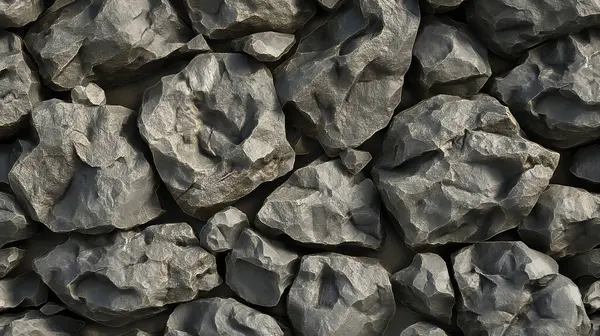 stock image Rough natural stones in dark gray tones, creating an earthy look.