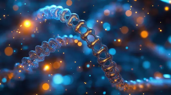 stock image Zoomed-in view of a DNA strand, glowing with energy.