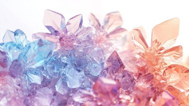 Crystal close-up: Sparkling gemstones in icy shades of pink and purple, glistening like frozen treasures. clipart