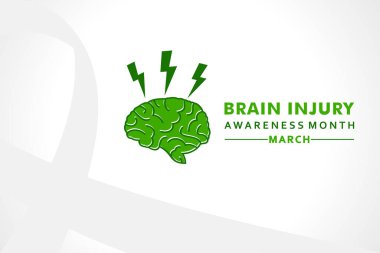 Her yıl Mart ayında düzenlenen Beyin Sakatlığı Bilinci Ayı için vektör illüstrasyonu, farklı beyin hasarları türleri hakkında farkındalık yayar..