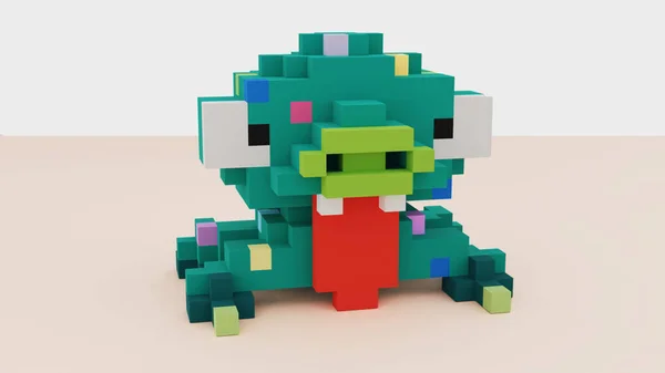 Chameleon avatar in pixel art 3D render
