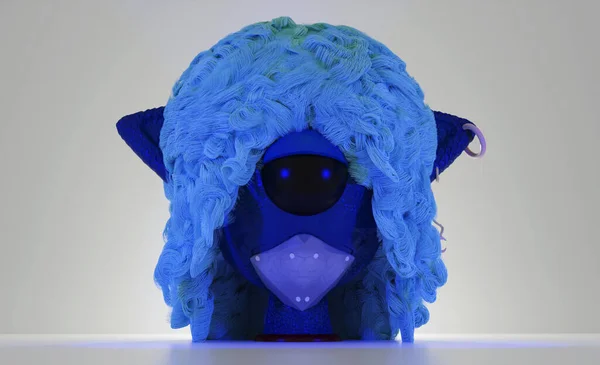 Blue Dog avatar in pixel art 3D Render