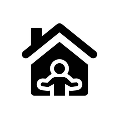 Ev karantina simgesi (vektör illüstrasyonu)