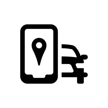 Mobil araba gezinme uygulaması simgesi (vektör illüstrasyonu)