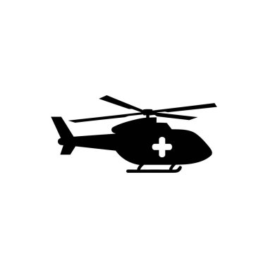 Ambulans helikopter simgesi beyaz arka plan üzerinde