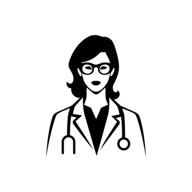 Beyaz arkaplanda Kadın Doktor simgesi