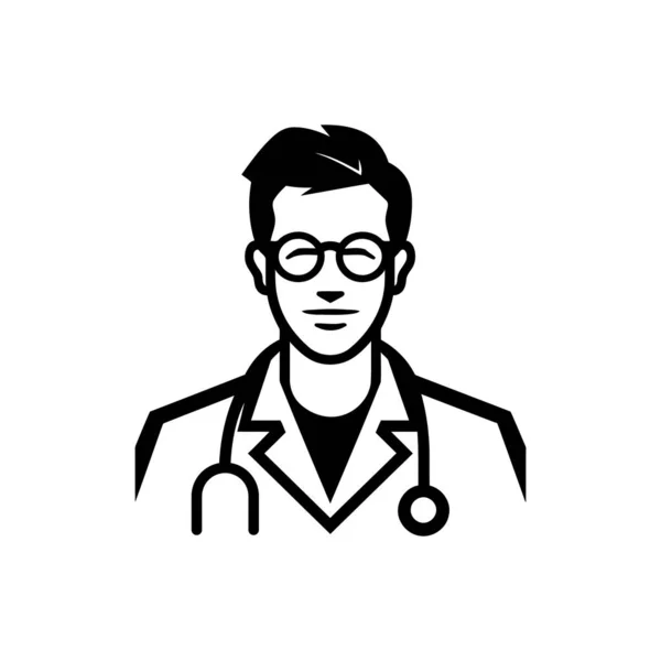 Male Doctor Icon White Background — Stock Vector