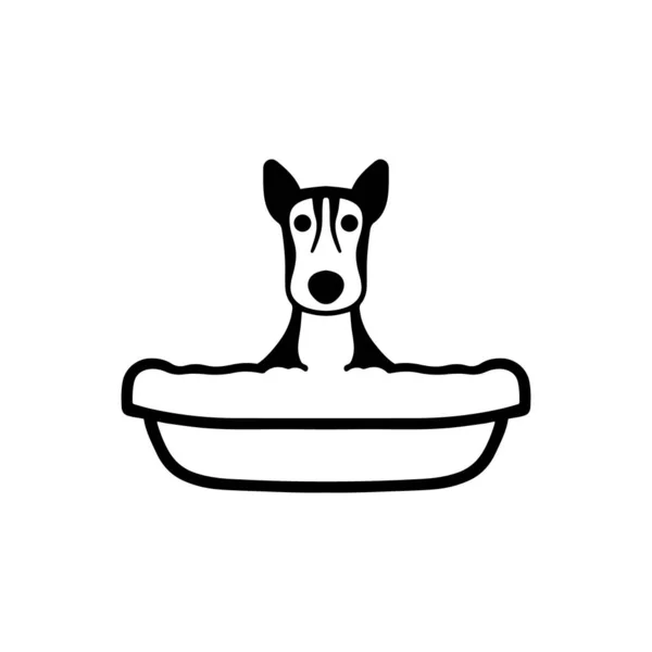 Ícone Banho Cachorro Fundo Branco — Vetor de Stock