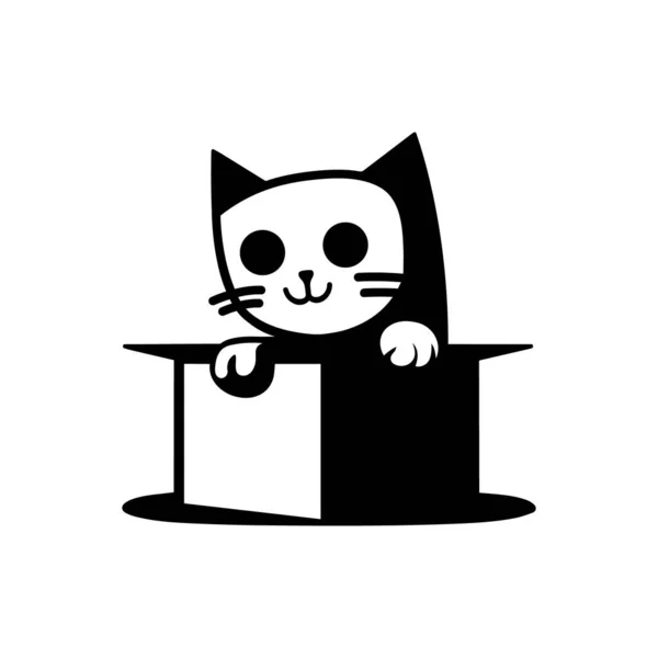 Katt Kattunge Box Ikon Vit Bakgrund — Stock vektor