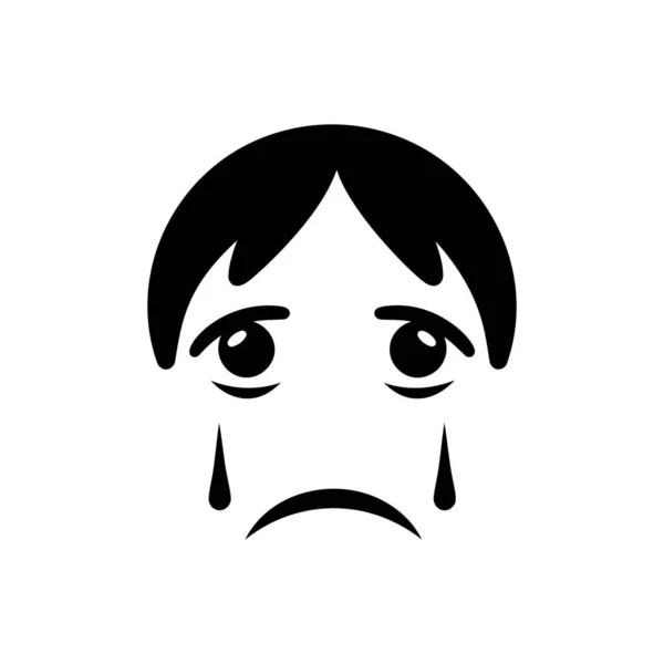 Tränenreiches Gesichtssymbol Auf Weißem Hintergrund — Stockvektor