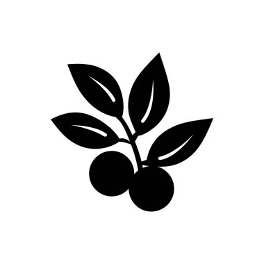 Beyaz arkaplanda yaprak simgesi olan yabanmersini