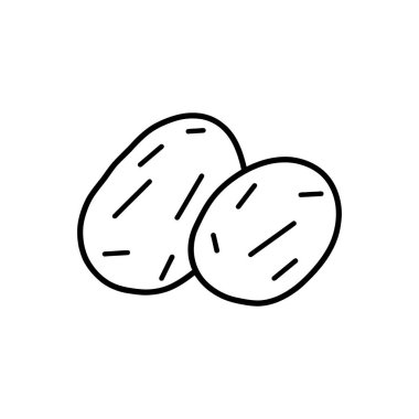 Beyaz arkaplanda çiğ patates simgesi izole